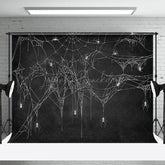 Lofaris Scary Black White Spider Web Backdrop For Halloween